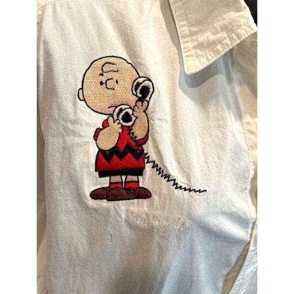 Too Cute Vintage Peanuts Embroidered Long Sleeved Button Up Blouse Sz 2XL - Picture 4 of 12